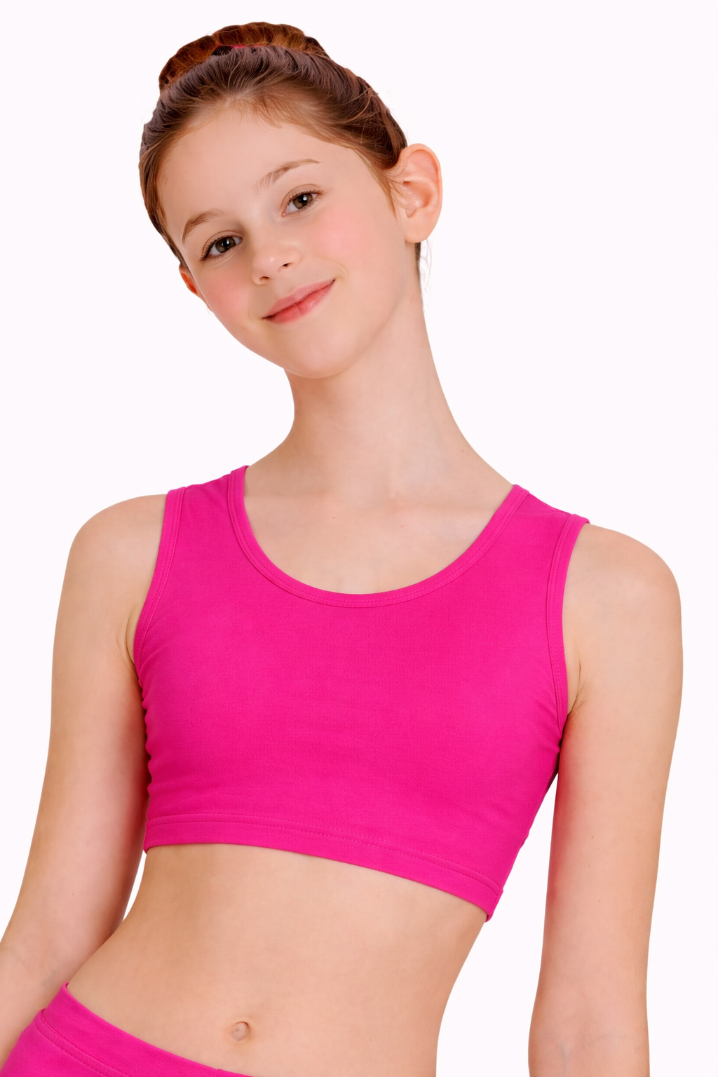 TOP DANZA LYCRA CORTO CON SPALLINE SPESSE FUCSIA BAMBINA